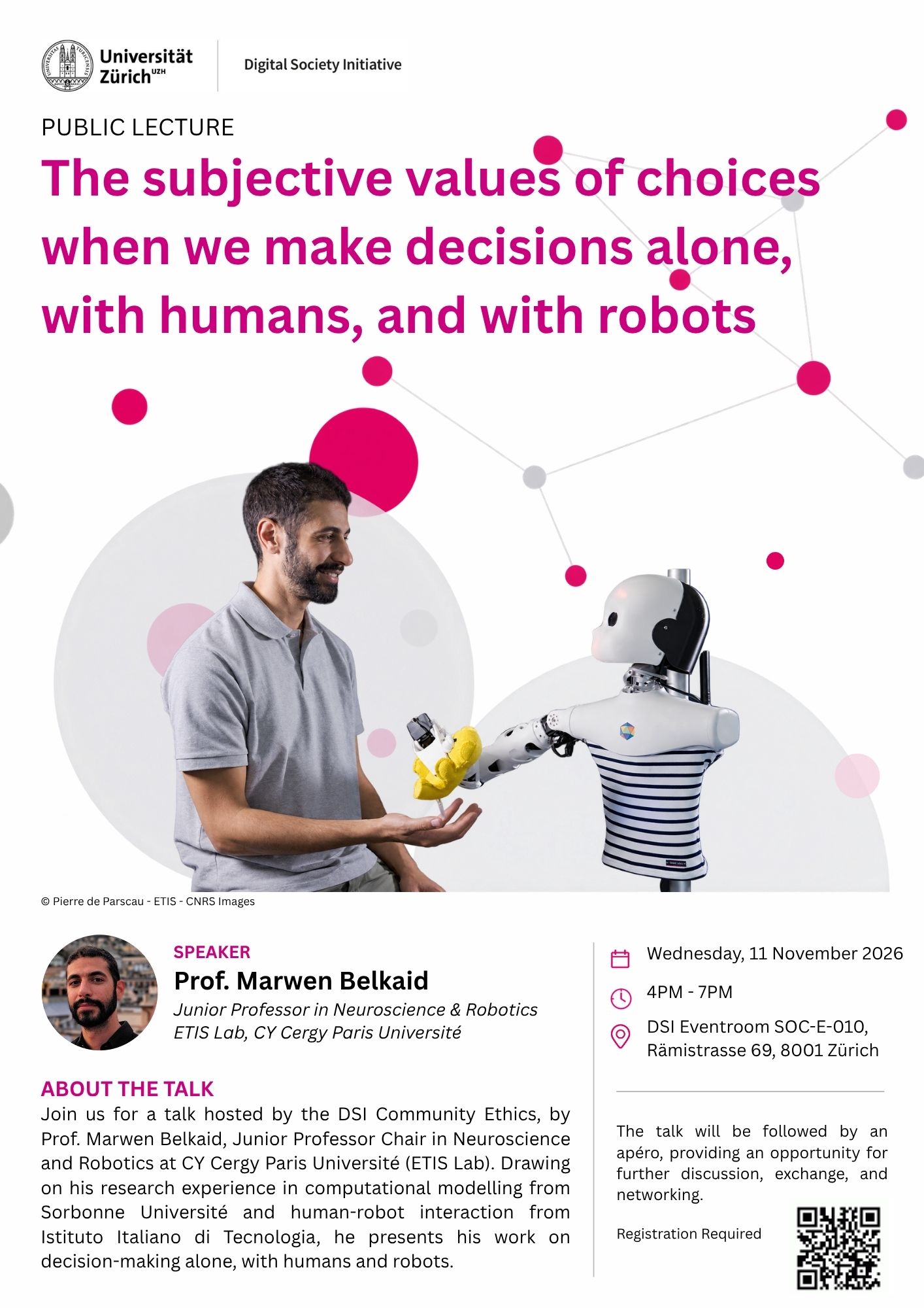 Public Lecture (incl. Apero): The subjective values of choices when we make decisions alone, with humans, and with robots's Cover Image